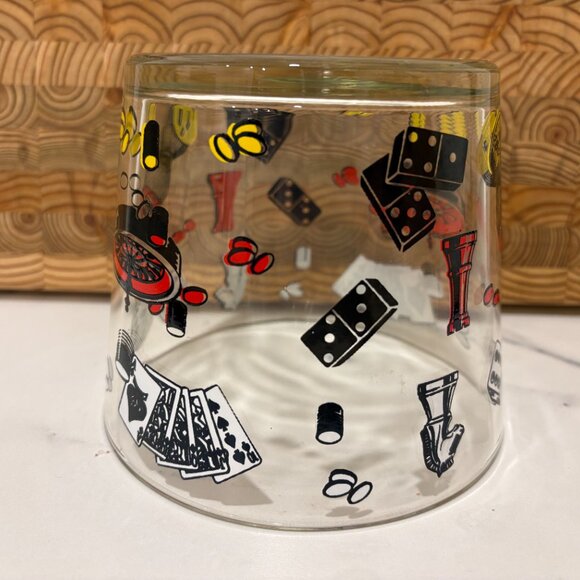 VTG Hazel Atlas MCM Casino Gambling Theme Ice Bucket W/ Tongs c1950s - Picture 5 of 5